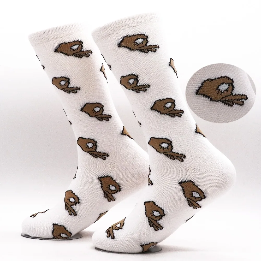 Men Unisex Winter Knitted Mid-Calf Long Crew Socks Funny OK Gesture Printed Hip-Hop Trendy Cotton Hosiery Skateboard Streetwear