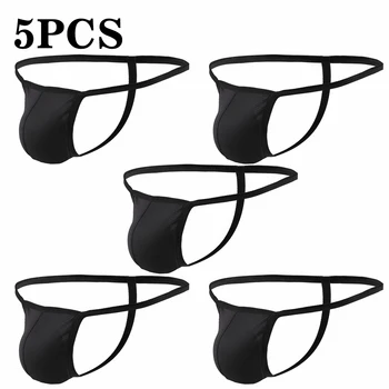 

5Pcs Mens Sexy Breathable T-back Thong G-String Pouch Underwear Jockstrap Briefs 5pcs Men's Sexy T-pants Sexy Thong