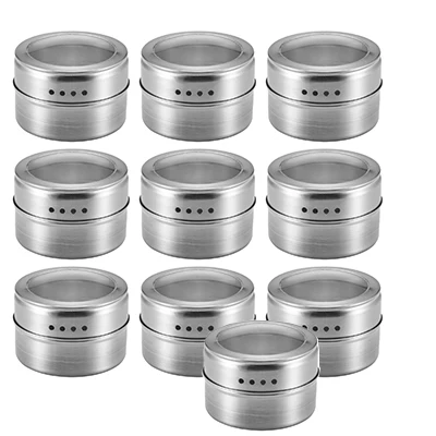 Set of 10 Баночка для специй на магните набор из нержавеющей стали банки для специй контейнер для хранения специй перец приправа спреи кухонные инструменты Прямая поставка - Цвет: Set of 10