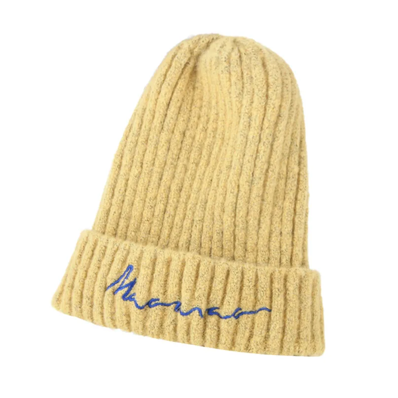 Unisex 50-54CM Children Pure Color Letter Keeping Warm And Simple Knitted Wool Hat Cap Winter Popular Cap 30SE02 (4)