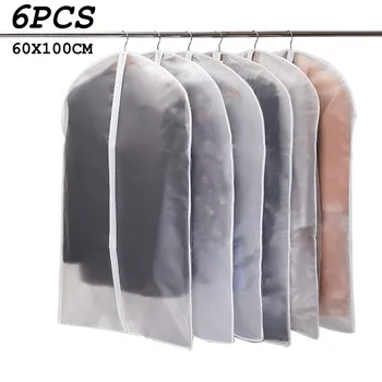 

6pcs Hanging Garment Dress Clothes Suit Coat Dust Cover Home Storage Bag Pouch Case Organizer Wardrobe Hanging Clothing #T2G