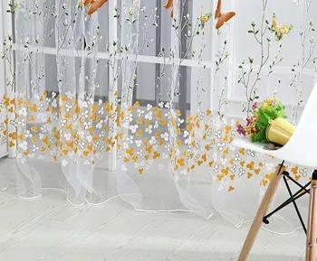 

Curtains шторы тюль на окна Fashion Butterfly Sheer Curtain Tulle Window Treatment Voile Drape Valance 1 Panel Fabric Free Ship