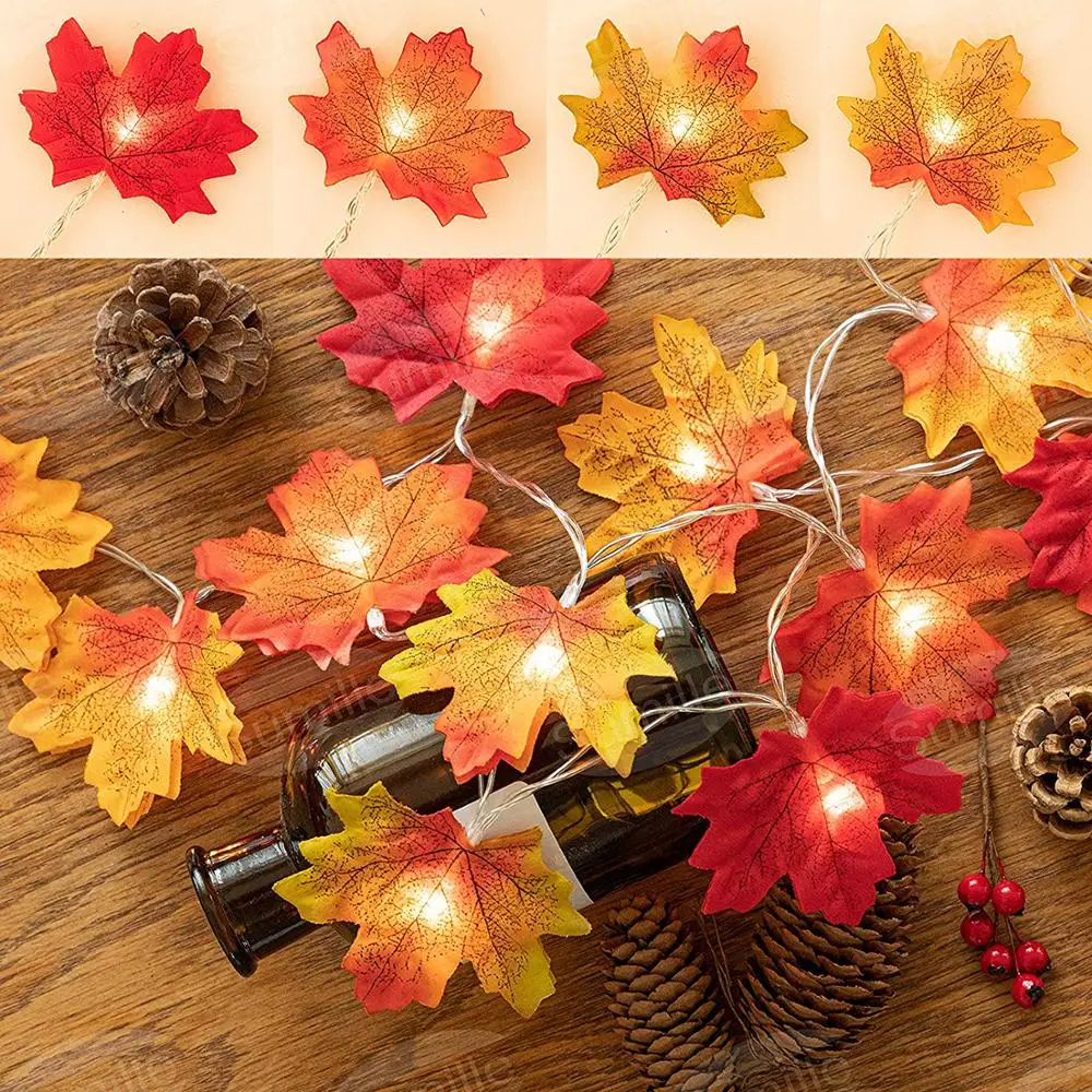 

String Lights Outdoor Lighting USB Garland Light Plug LED String Battery Maple Leaves Lamp For Hanukkah Decoration Shopping Mall