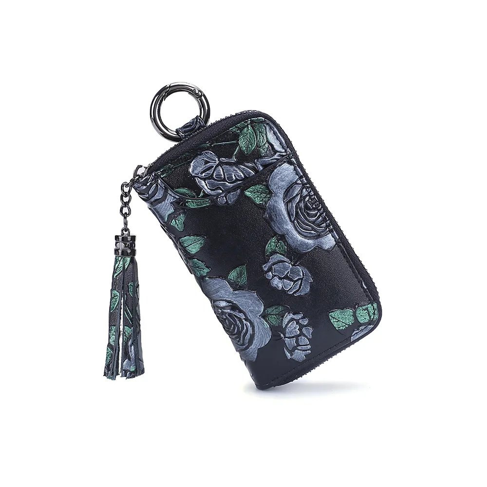 Silvery Rose Key Cas Окрашенный розовый держатель для ключей из натуральной кожи Карманный Кошелек органайзер для ключей брелок для мужчин и женщин чехол для ключей Porta Llaves - Цвет: Silvery Rose Key Cas