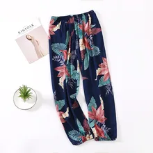 Pijamas con estampado de pantalones para mujer, ropa de dormir informal, suelta, lencería íntima, suave, para el hogar, novedad de verano