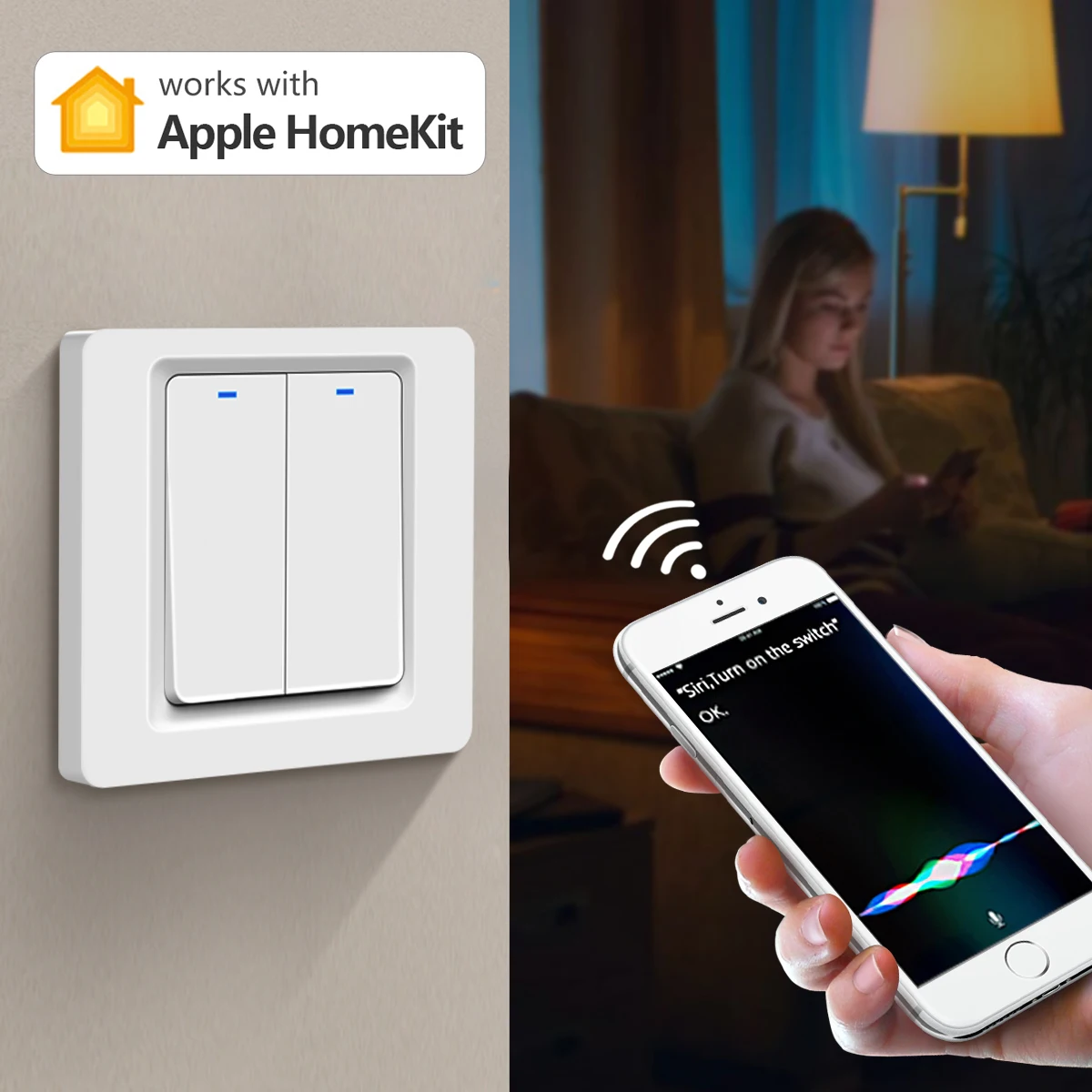 Interruptor inteligente con Wifi para el hogar, pulsador de pared con