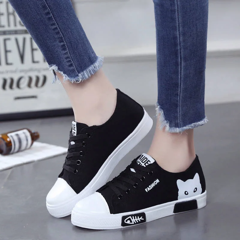 

Spring And Autumn New Style Canvas Shoes Student Korean-style INS Super Fire Flat Versatile Casual Board Shoes Lace-up White Sho
