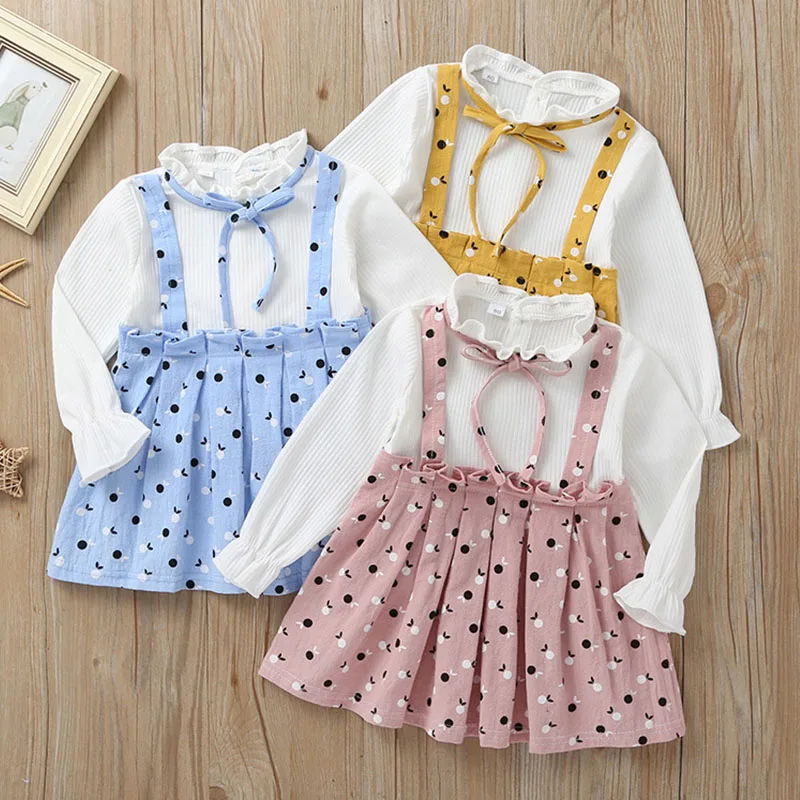 

Baby Dress 2019 New Spring Fake 2pcs Children's Clothes Baby Girl Newborn Long Sleeve Dress For Kids Children Dresss Suits