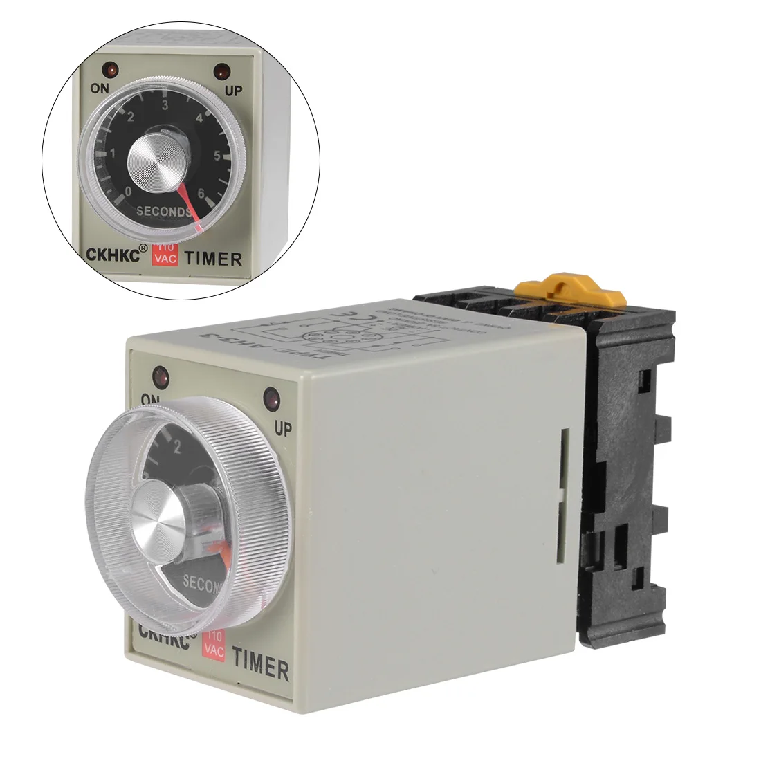 

uxcell AC110V 6S 8 Terminals Range Adjustable Delay Timer Time Relay AH3-3 w base
