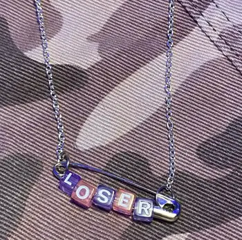 

New ins Hip-hop Handmade Metal Pin Pendant Necklace Letter Necklaces Choker For Women Fashion Jewelry