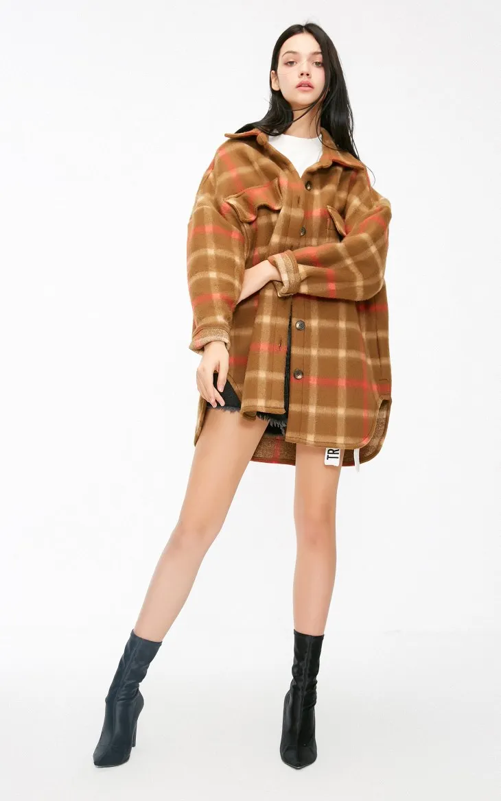 Vero Moda женское осеннее клетчатое пальто карманами свободного кроя куртка женская | 318409503