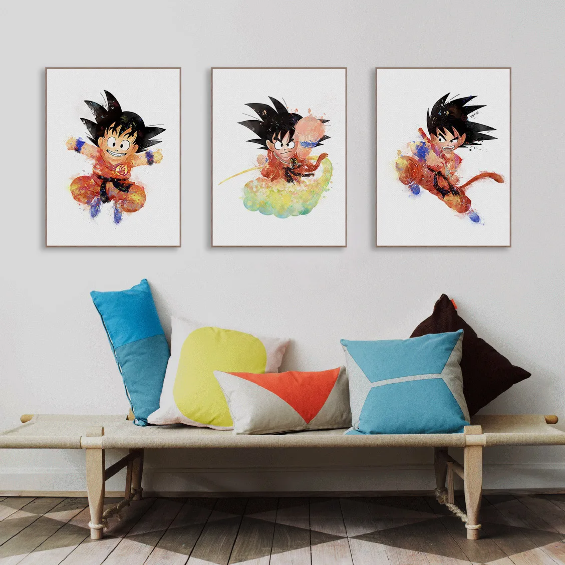 

New Style Watercolor Dragon Ball Frame Painting Core Customizable Simple Cartoon Animation Goku Decorative Painting Frameless Oi