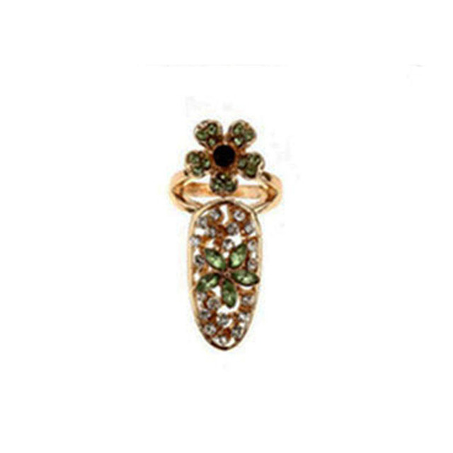 Flower Lady Rhinestone Fingernail Protective Fashion Jewelry Bowknot Crown Nail Ring Crystal Finger Nail Rings For Women