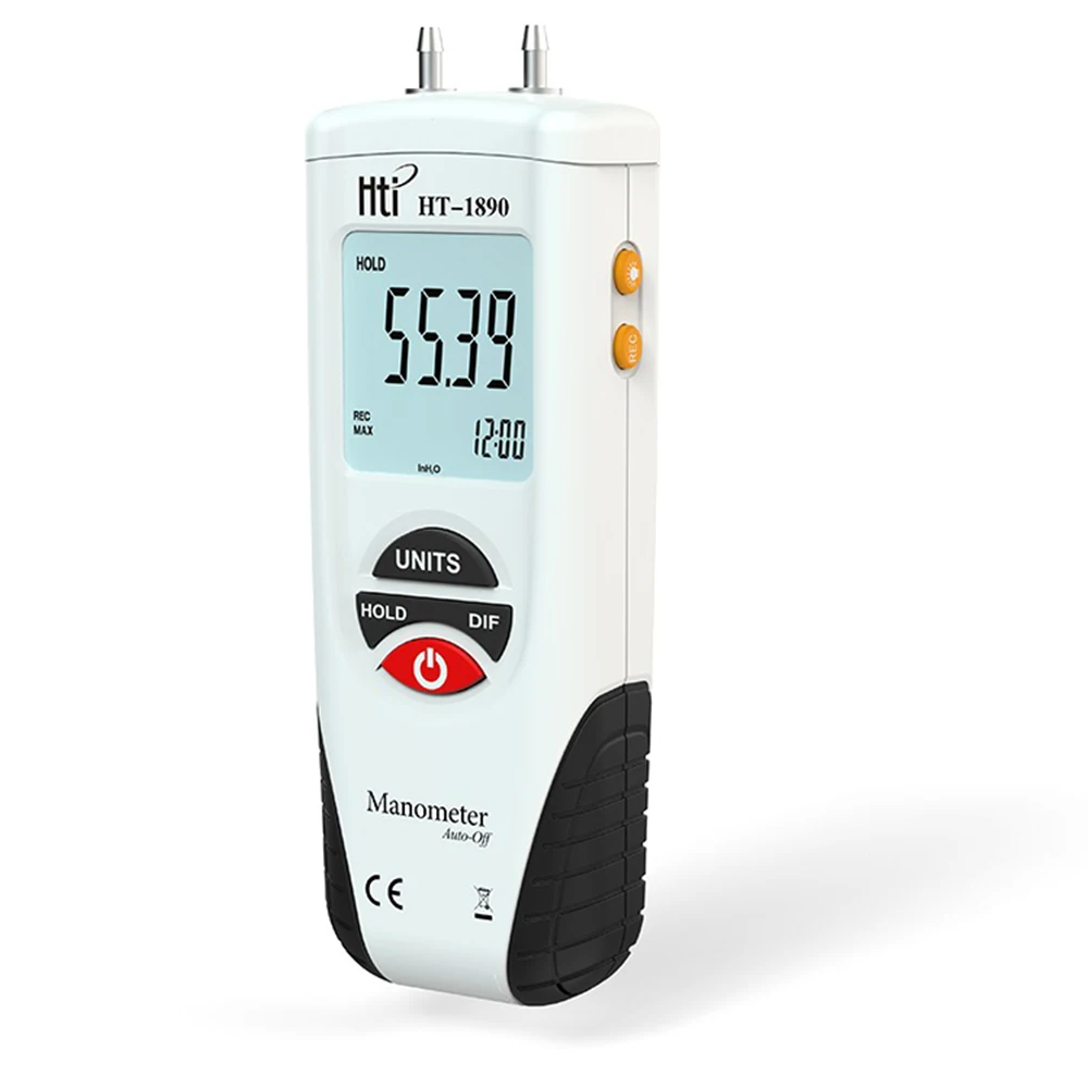 Digital Manometer HT-1890 Handheld Digital Manometer Differential Gauge Air Pressure Meter 11 Selectable Units 