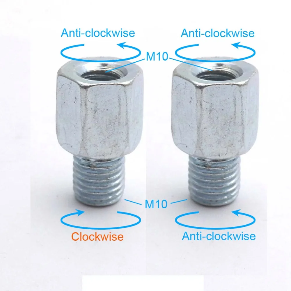 1 пара переходников для заднего зеркала скутера мотоцикла M10 10 мм M8 8 мм против часовой стрелки по часовой стрелке Левая Правая Рука резьба сменный винт - Цвет: M10-M10(L-L and L-R)