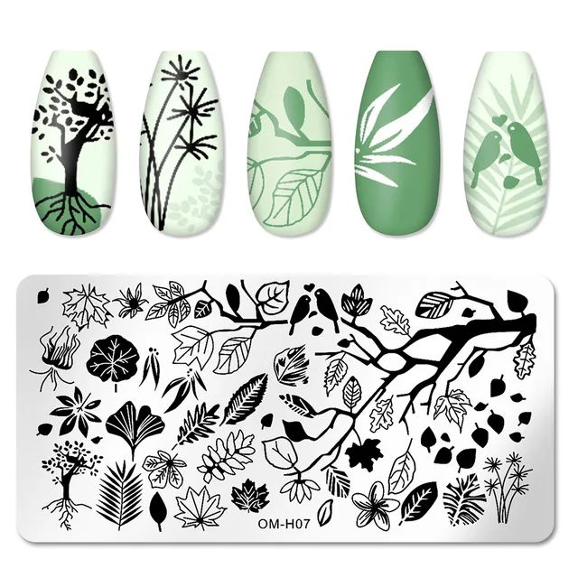 Nail Stickers Art Stamping Template Butterfly Leaves Floral Heart Stamp Plate Stencil Reusable Metal Manicure Nail Accessories M07