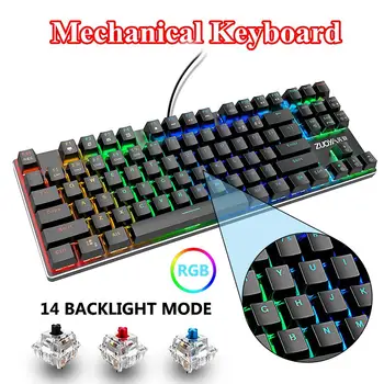 

Gaming Keyboard 87 Key Wired Mechanical Keyboard RGB Backlit PC Gaming Keypad Blue Black Red Switch Backlit For Pro Gamer