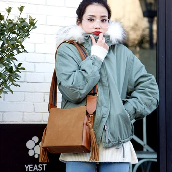 

ship by sea Vintage Handbags Women Matte Bucket Bag XA888h