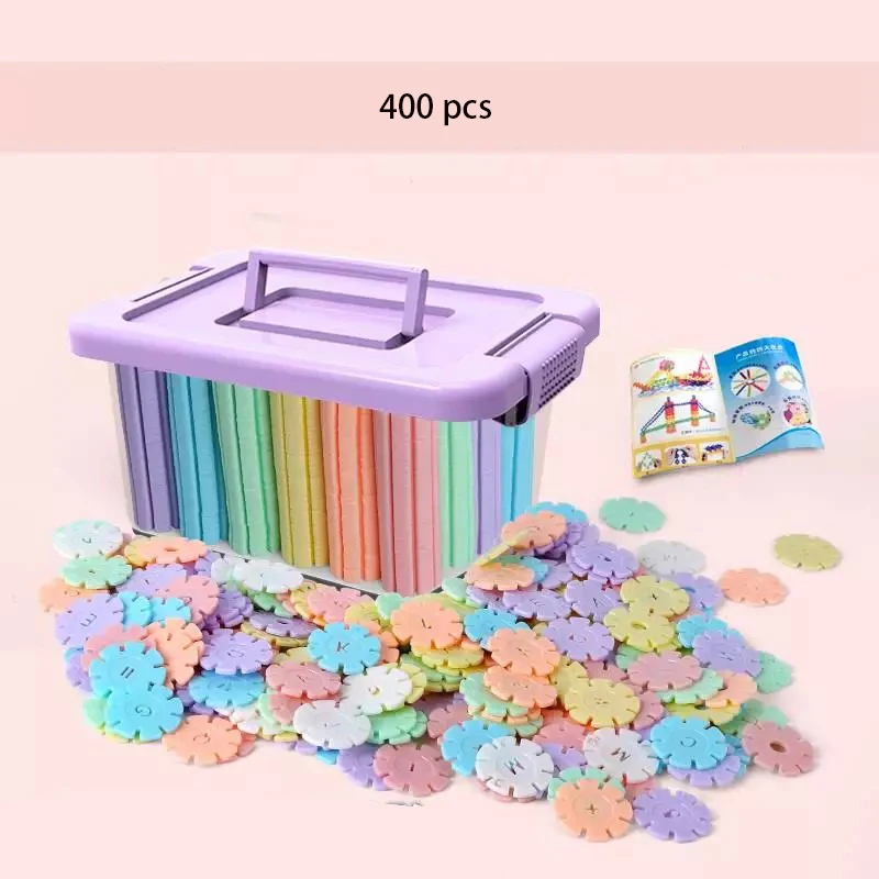 400 pcs Утолщенная большая игрушка Снежинка, кирпичная игрушка, пластиковая девочка, мальчик, сделай сам, в сборе, для хранения, в коробке, детские игрушки - Цвет: 400 pcs