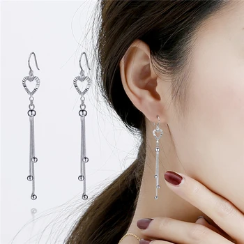 激安 925 シルバー色の房のイヤリングのボヘミアンロングダングル声明タッセル宝石ボヘミアンorecchiniドロップイヤリング