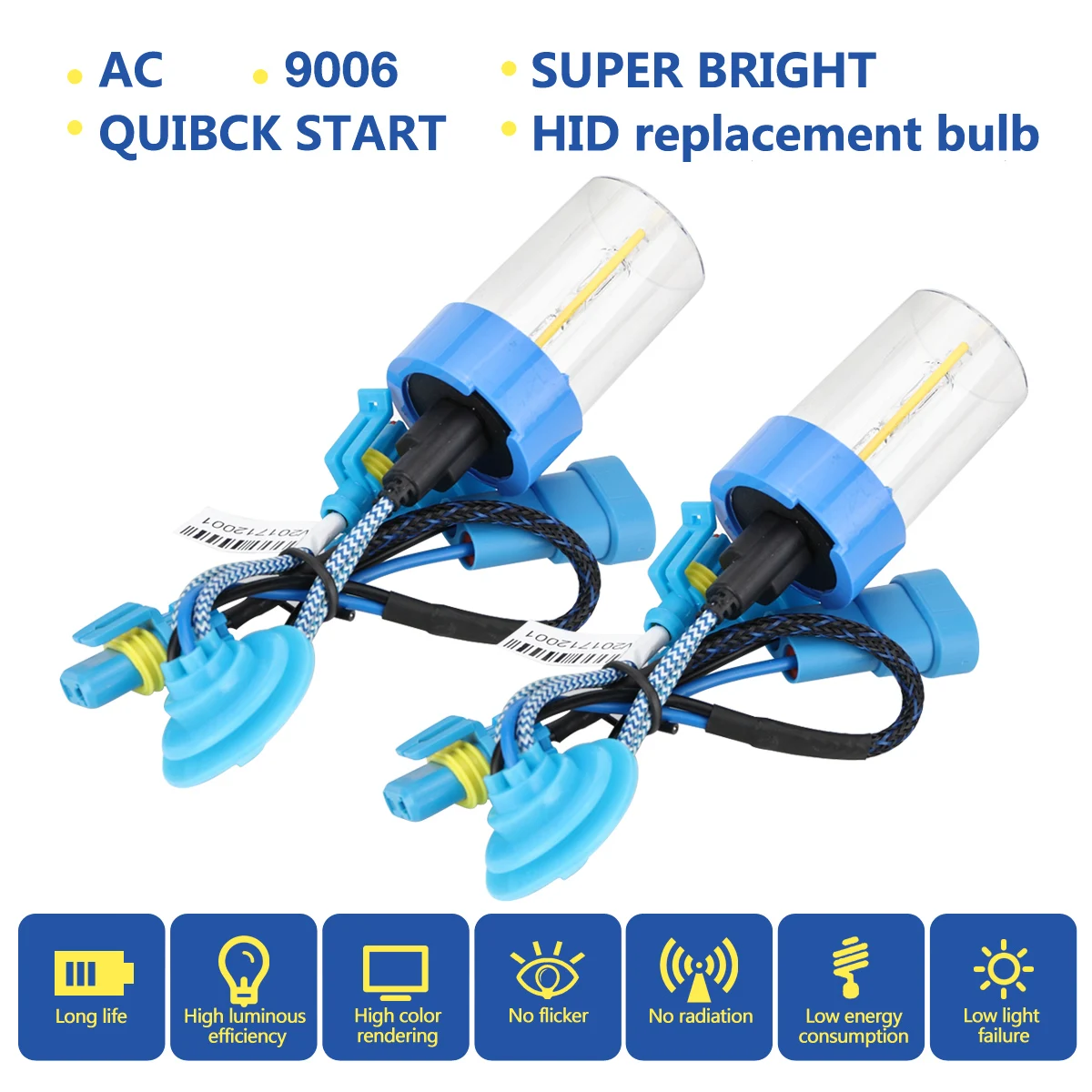 2 шт. 12V 9006/HB4 55W 6000K белый высокий яркий Быстрый старт автомобиля HID ксеноновый галогенный авто светодиодные лампы передней фары противотуманные лампы Лидер продаж