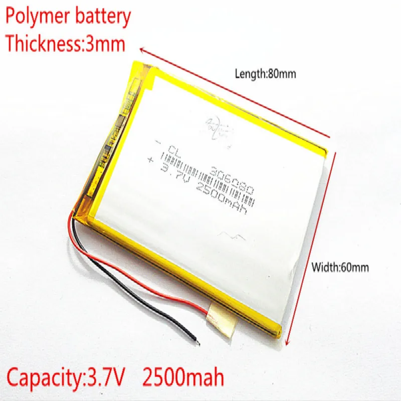 3,7 V 2500 mAh 306080 литий-полимерный литий-po Li ion Перезаряжаемые Батарея ячейки для Mp3 MP4 MP5 gps Мобильный bluetooth