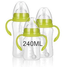 1 шт PP бутылочка для кормления ребенка безопасная пластиковая BPA бесплатно противоскользящая Детская Бутылочка для молока 320 мл с соломинкой для бутылочки для кормления младенцев - Цвет: green-240ML