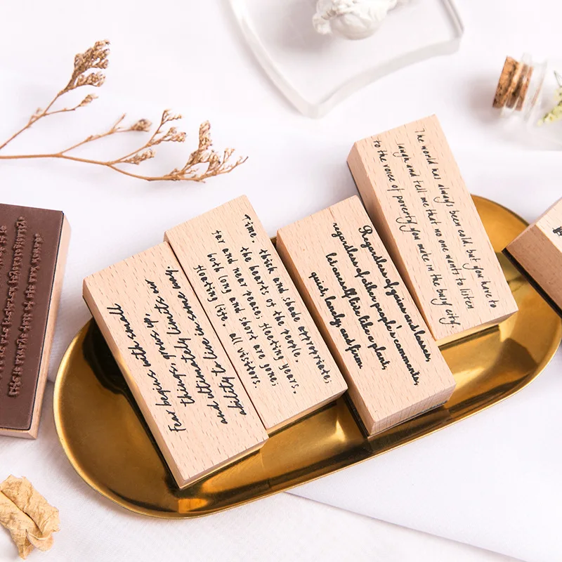 6patterns Handwritting Sentence Poem Wood Stamp For Stationery Diy