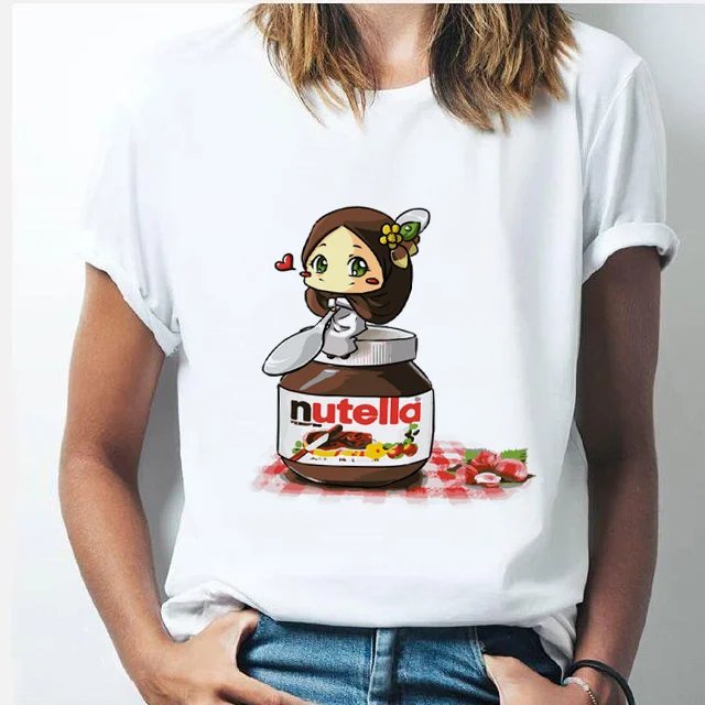 Женская футболка с принтом nutella Kawaii в стиле 90 х Harajuku Ullzang модная графическим милая