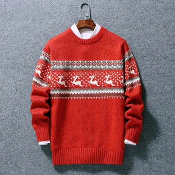 

Autumn Teenagers Sweater Men Loose Round Neck Sweater plus Size Winter Plus Velvet Thicken Knitting Shirt