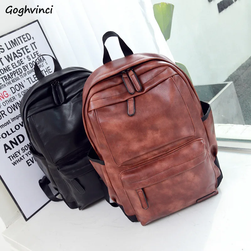 Backpacks Unisex PU Waterproof Solid Simple All-match Chic Vintage Korean Style Travel Softback Stylish Large Capacity Daily Bag | Багаж и