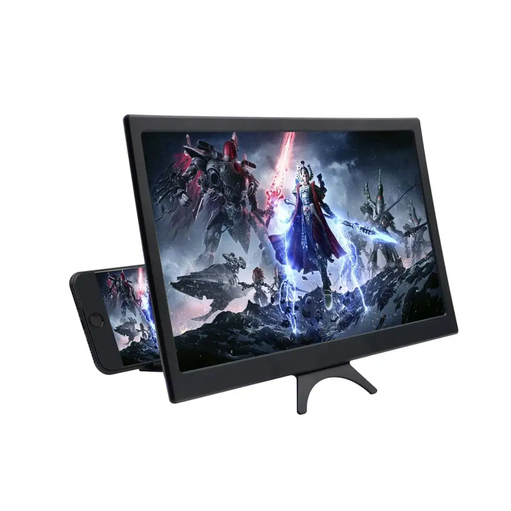 L6 12 inch Curved Phone Screen Amplifier HD 3D Video Mobile Phone Magnifying Glass Stand Bracket Foldable Holder Projector phone screen amplifier