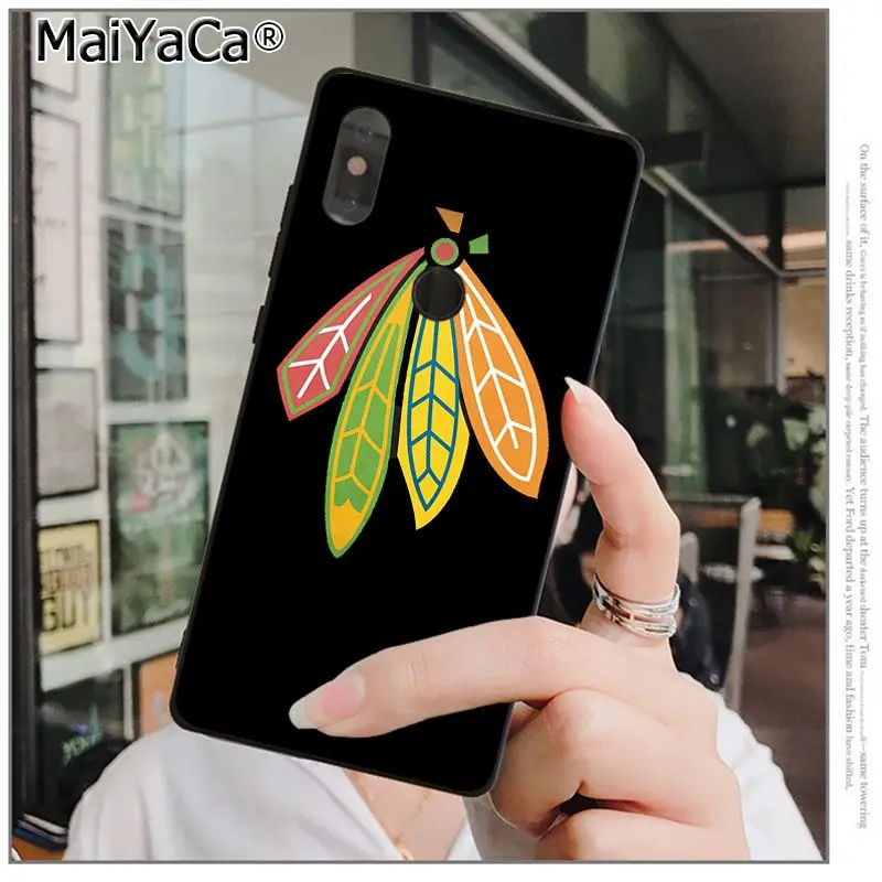 MaiYaCa Chicago Blackhawks мягкий, силиконовый, из ТПУ черный чехол для телефона xiaomi mi 6 8 se note2 3 mi x2 redmi 5 5plus note 4 5 5 Чехол