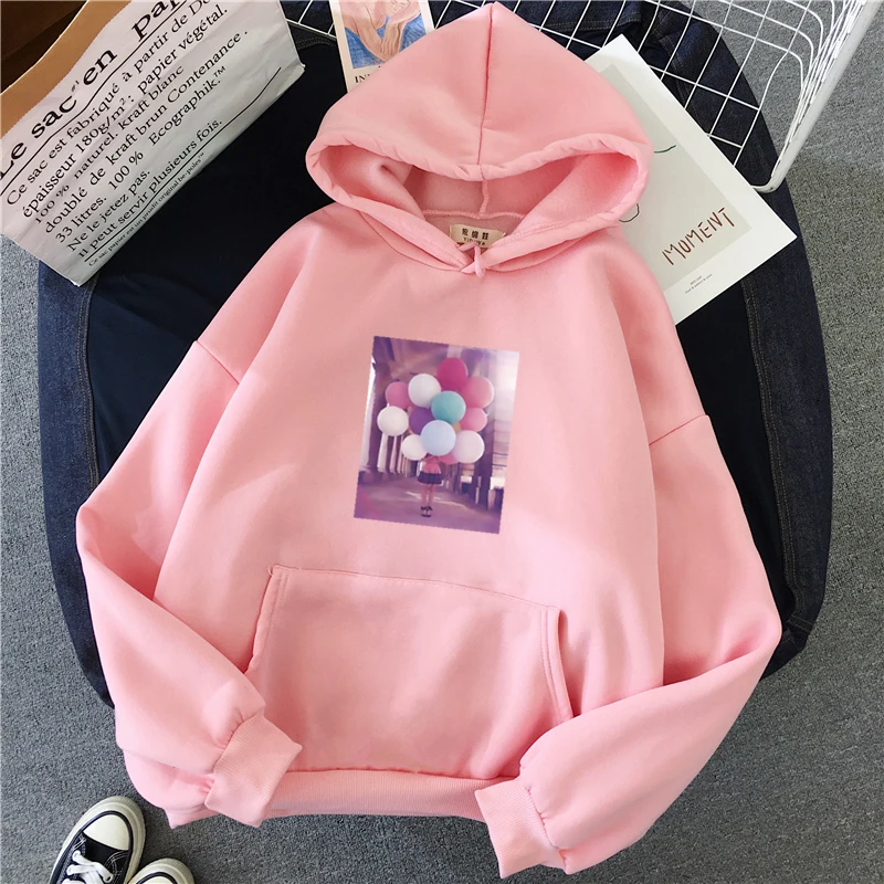 Shellsuning толстовка женская осень зима Harajuku уличная Новая мода воздушный шар печать с капюшоном Женская флисовая толстовка с длинным рукавом