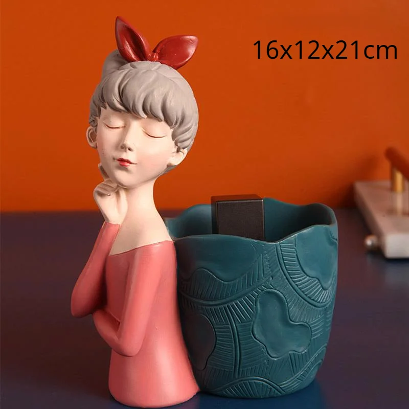 Storage Tray Desktop Decor Cute Girl Sculpture Statue Fruit Cake Dessert Candy Storage Tray Home Dining Room Table Decoration 3