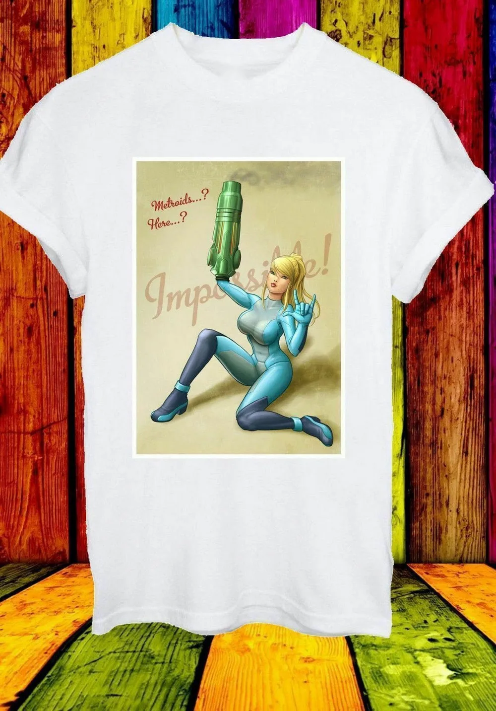 Новинка футболка SAMUS ARAN METROID HERE IMPOSSIBLE размер США EM1 хлопковая высокое качество