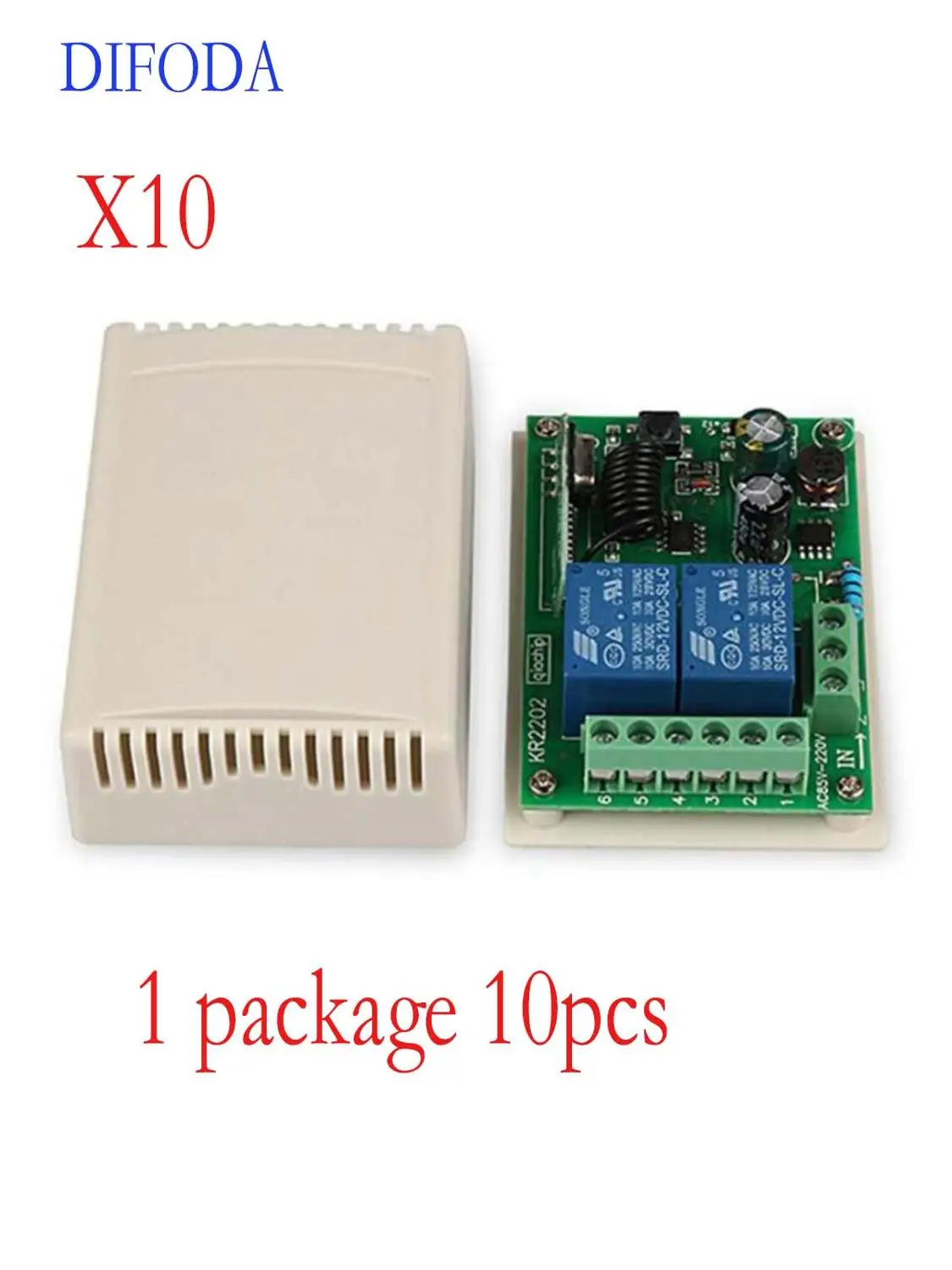 

10pcs 433Mhz AC 110V 220V 2 CH Universal Wireless Remote Control Switch RF Relay Receiver Learning Button Light Smart Module