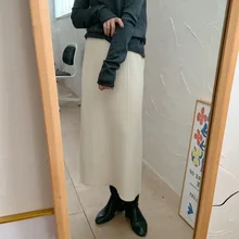 Hzirip OL трикотажные юбки женские Новое поступление офисные женские осенние зимние толстые сексуальные прямые юбки с высокой талией юбки Femme Faldas