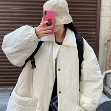 

Autumn and Winter New Style Korean Cotton Clothes Loose and Velvet Warm Cotton Clothes Rhomboid Cotton Clothes Retro Jacket