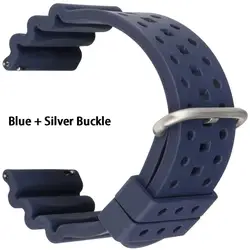 Vibrant Orange Sport Watch Strap - Quick Release Rubber Band Bracelet - 22mm (Blue S)