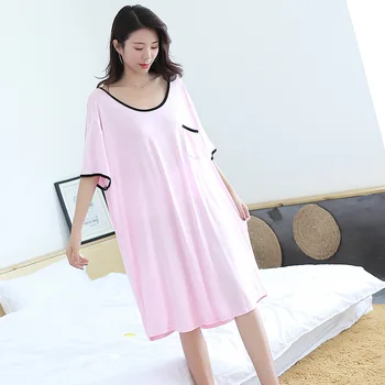 

Modal Large Size Sexy Nightdress Summer 2020 Spring Women'S New Sleepwear Dress Loose Short-Sleeved Pregnant Women Dress