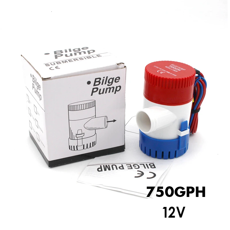 750GPH 12V Трюмный насос 350 500 750 1100GPH DC 12 В 24 В Электрический водяной насос с высоким потоком погружной гидросамолет моторный дом плавучие лодки - Напряжение: 750GPH 12V