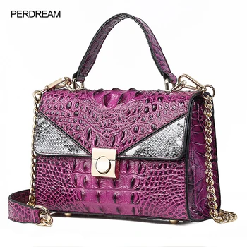 

New fashion Handbags crocodile bone chain shoulder messenger bag fashion lock small square bag