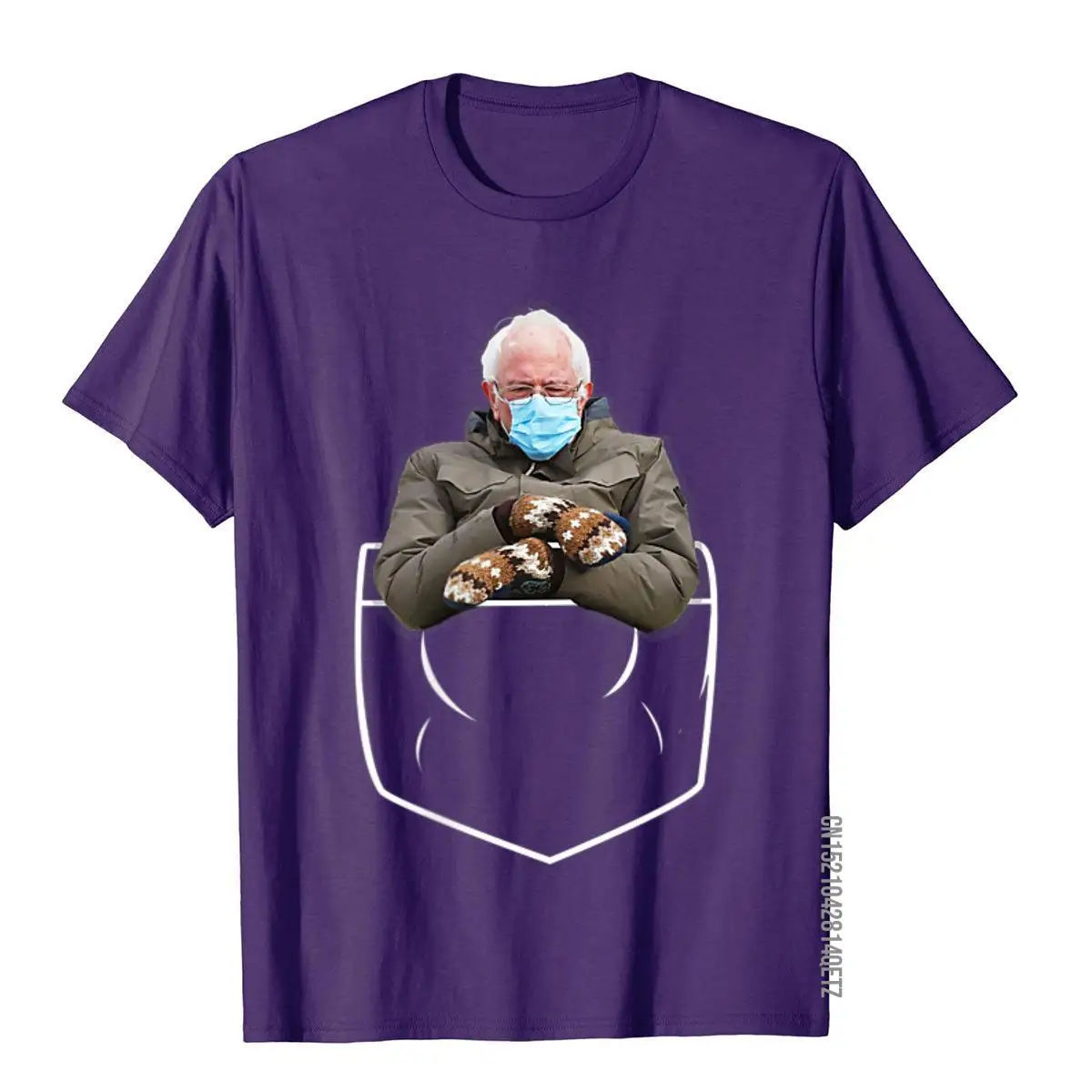 Bernie Sanders Mittens Pocket Inauguration Meme Funny T-Shirt__B10478purple