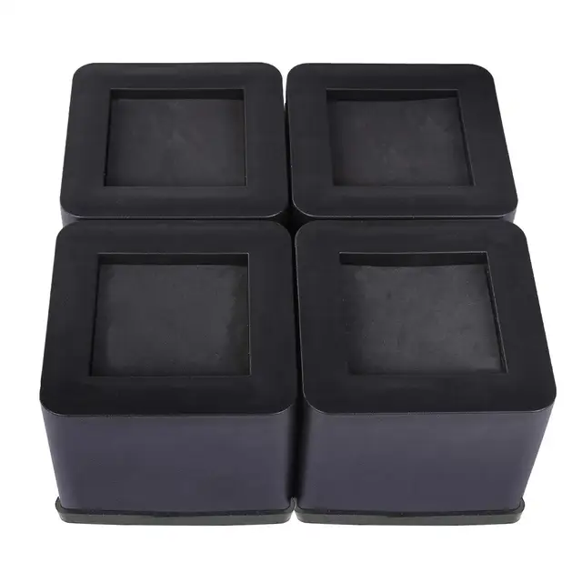 Set of 4, Black Bed Risers 3 Inches Heavy Duty Furniture Risers for Bed Table and Sofa