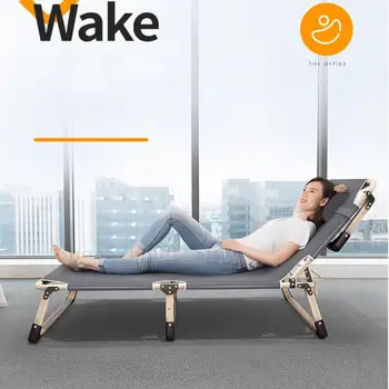 

Portable Folding Bed Metal Chaise Lounge Cot Widen Cot for Home Office Nap Guest Beds Camping Beach Lounger with Adjustable Back