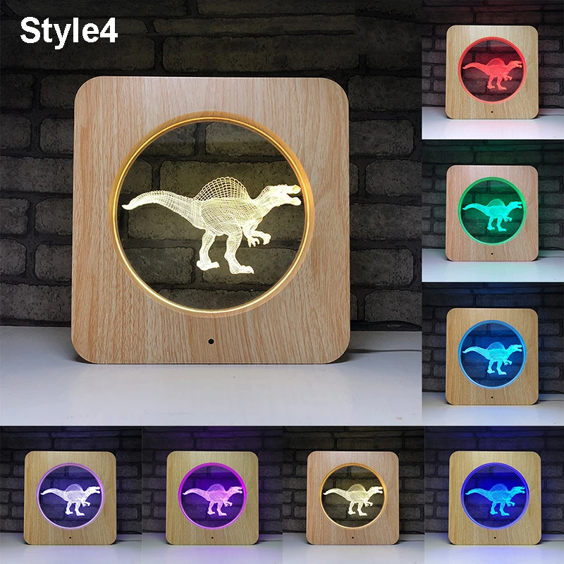 style4 3D Динозавр проектор Novetly светильник тираннозавр рекс лампы многоцветный 7 цветов Изменение батареи сенсорный пульт дистанционного управления лампы - Цвет: style4