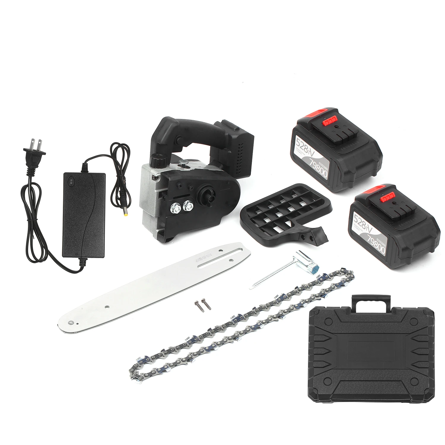 21V Brushless Electric Cordless ChainSaw Auto-Tension 12-Inch Powerful Chainsaw Kit Felling and Firewood Cutting 6-Ah Battery