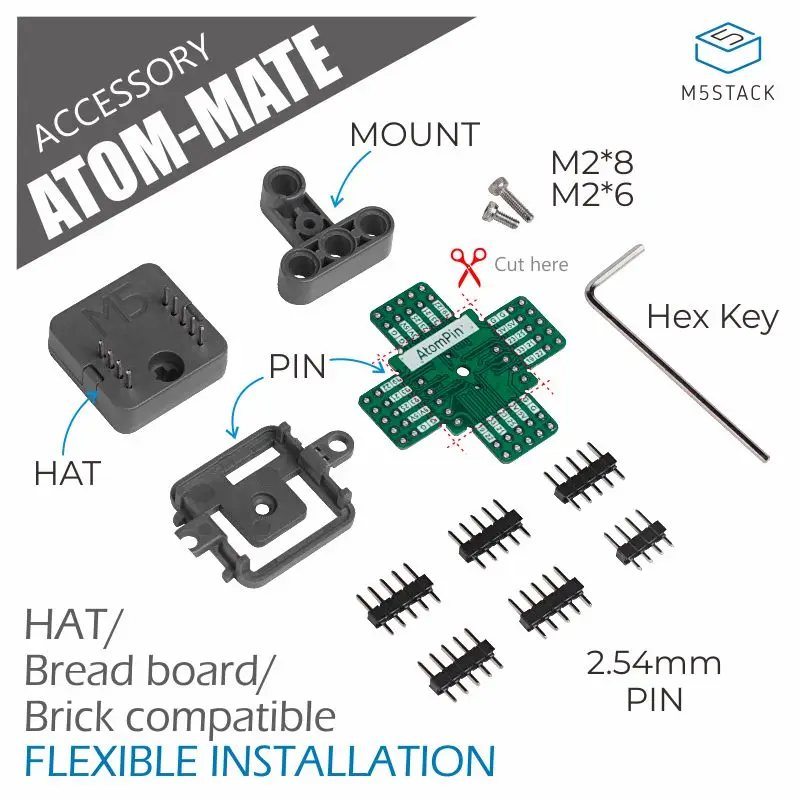M5Stack официальный ATOM MATE DIY плата адаптера расширения для адаптации серии M5StickC Hat