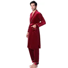 

Golden Velvet Pajamas Men Sleepwear Bath Robe Autumn Winter Nightgown Trousers Home Clothes Two Sets De Chambre Homme Bath Robe